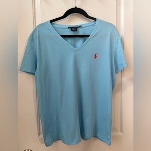 Ralph Lauren Men's Sky Blue V-Neck Tee